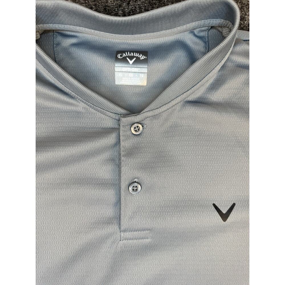 Mens Callaway Gray Opti Dri Henley Collar Golf Polo Shirt XL - Picture 5 of 7